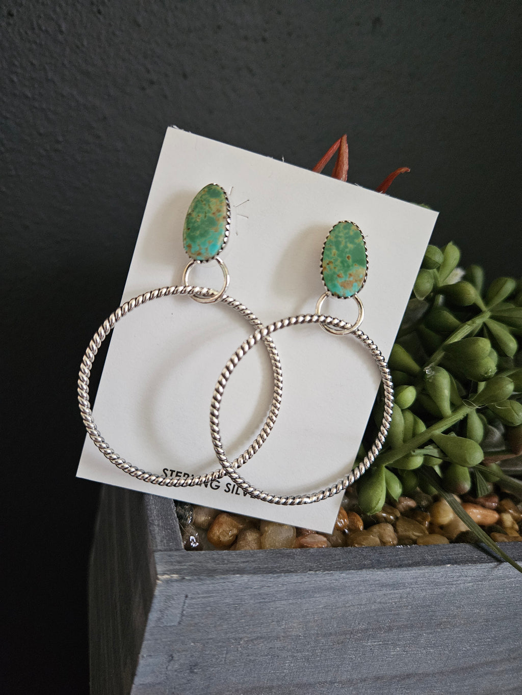 Green Kingman Turquoise Hoop Earrings