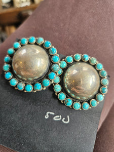 Federico Vintage Style Dome Turquoise Earrings