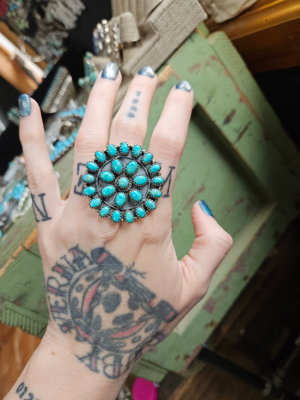 Turquoise Cluster Statement Ring