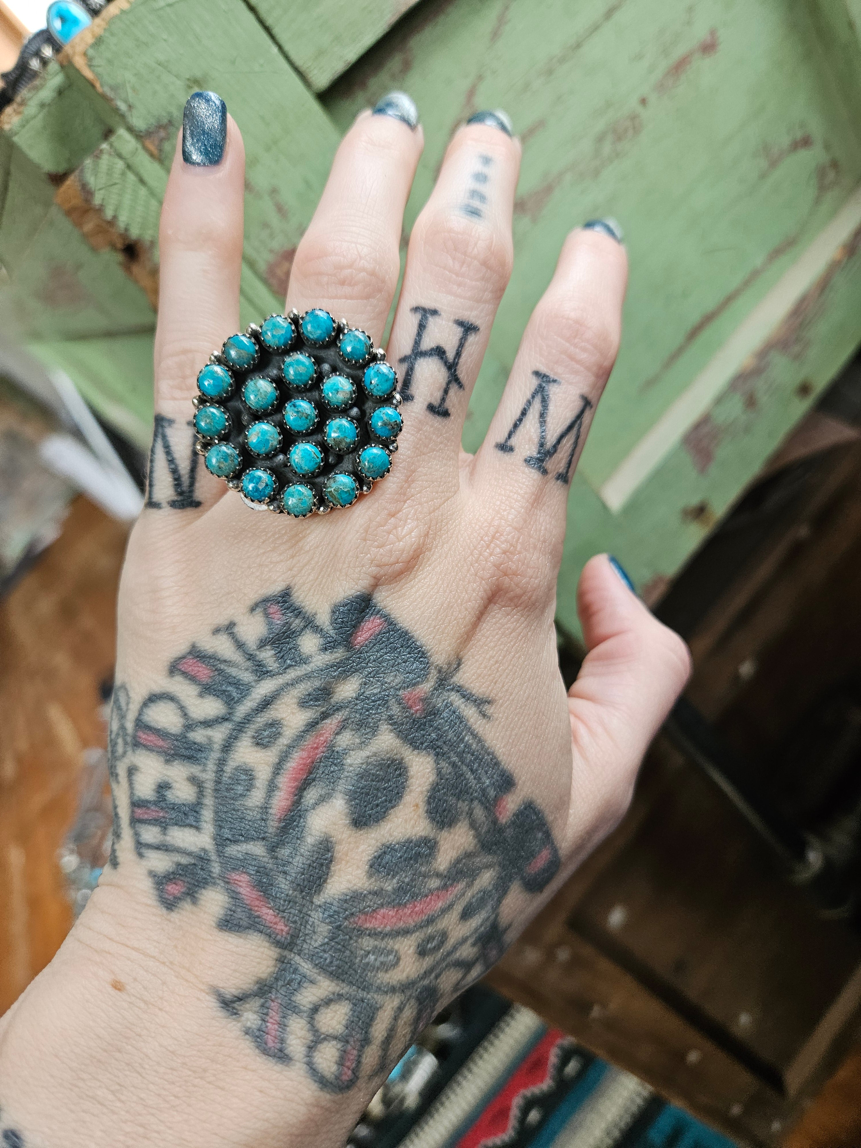 Turquoise Cluster Statement Ring