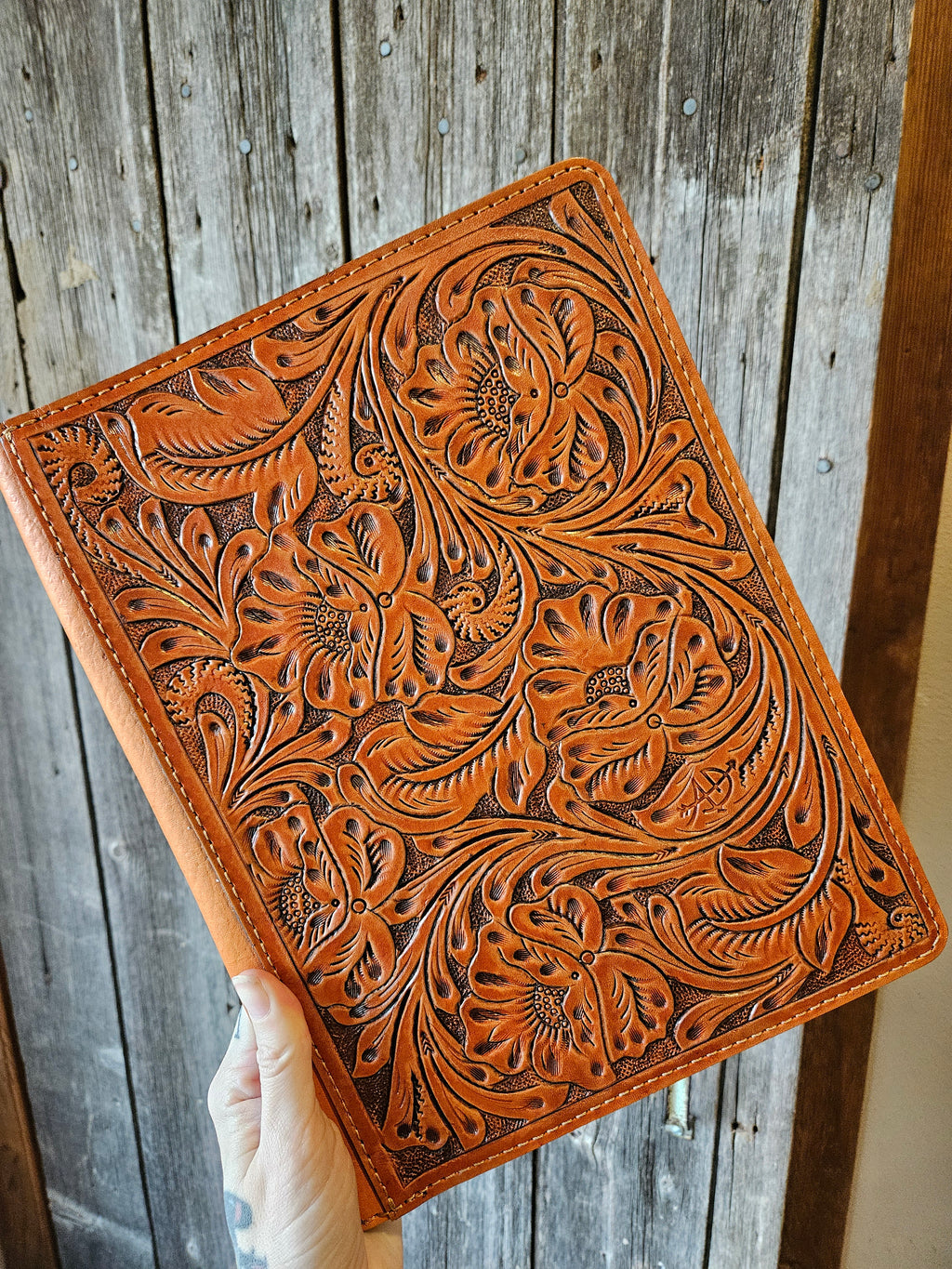 Tooled Leather Note Pad Cover