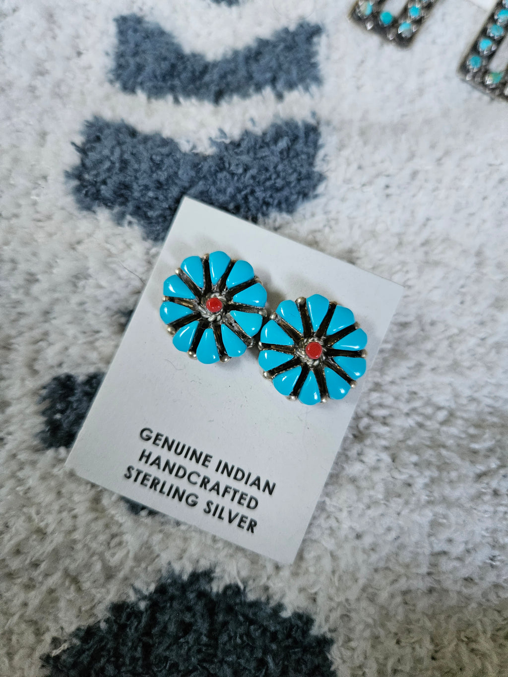 Turquoise Coral Cluster Earrings