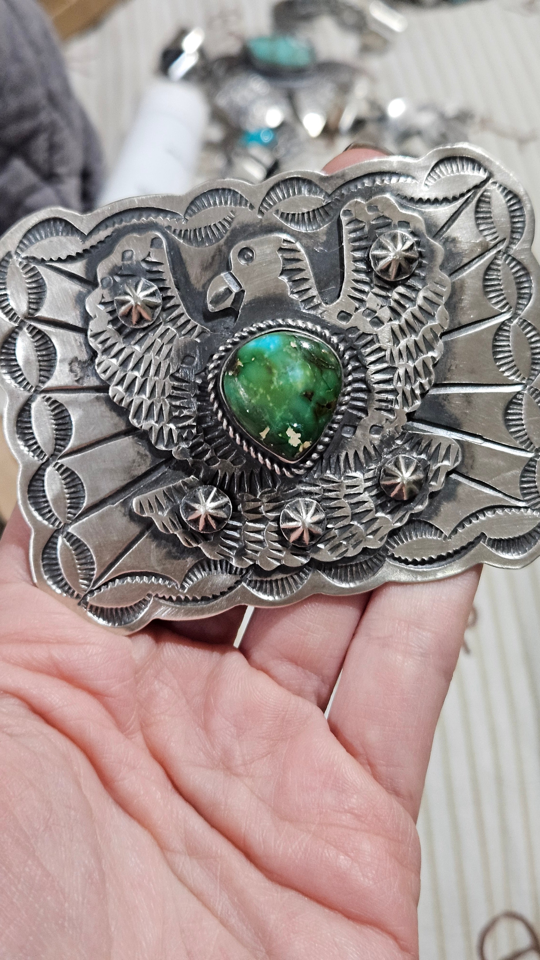 BIG Sonoran Gold Thunderbird Belt Buckle Chimney Butte