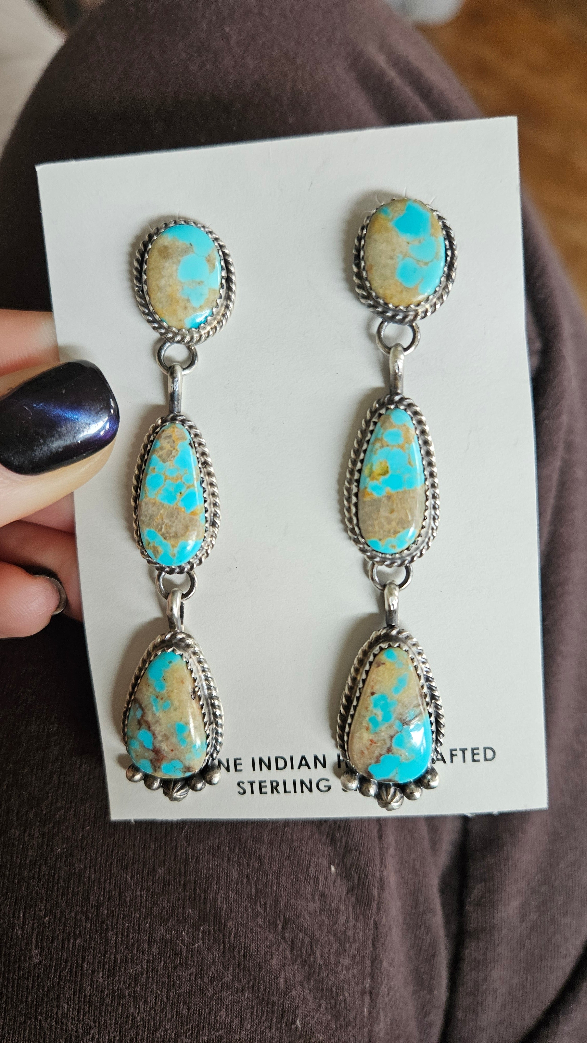 3 Stone Number 8 Turquoise Earrings