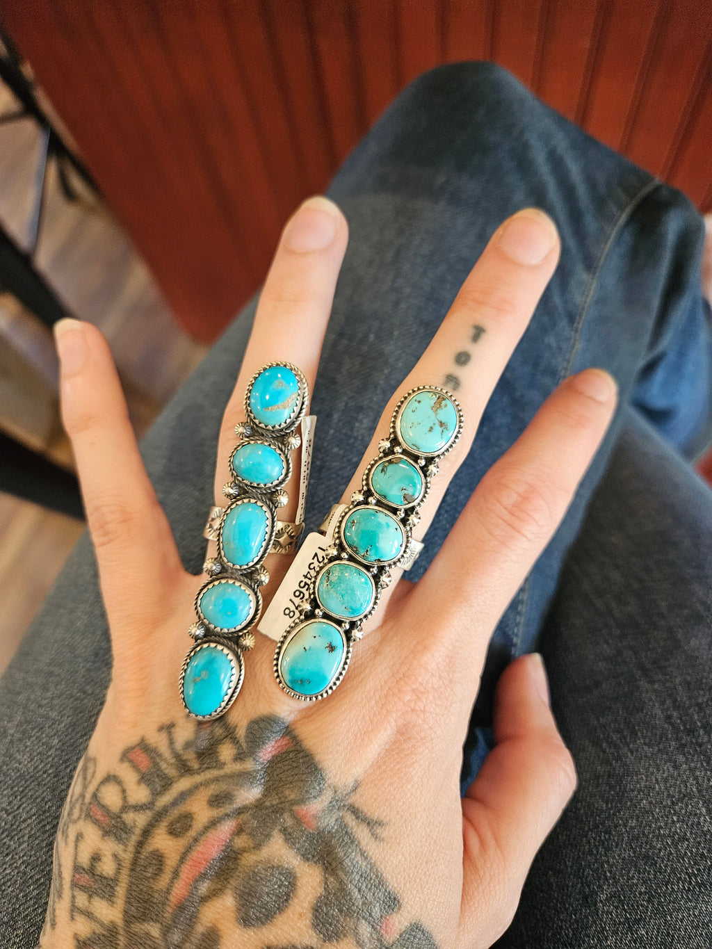 Turquoise Totem Ring on Left