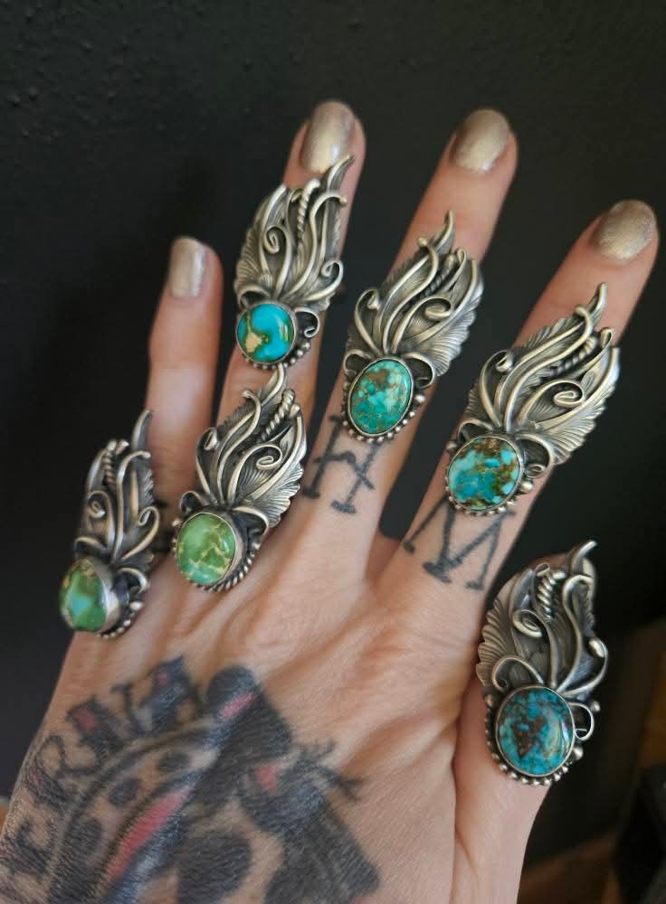 Sonoran Turquoise Feather Rings