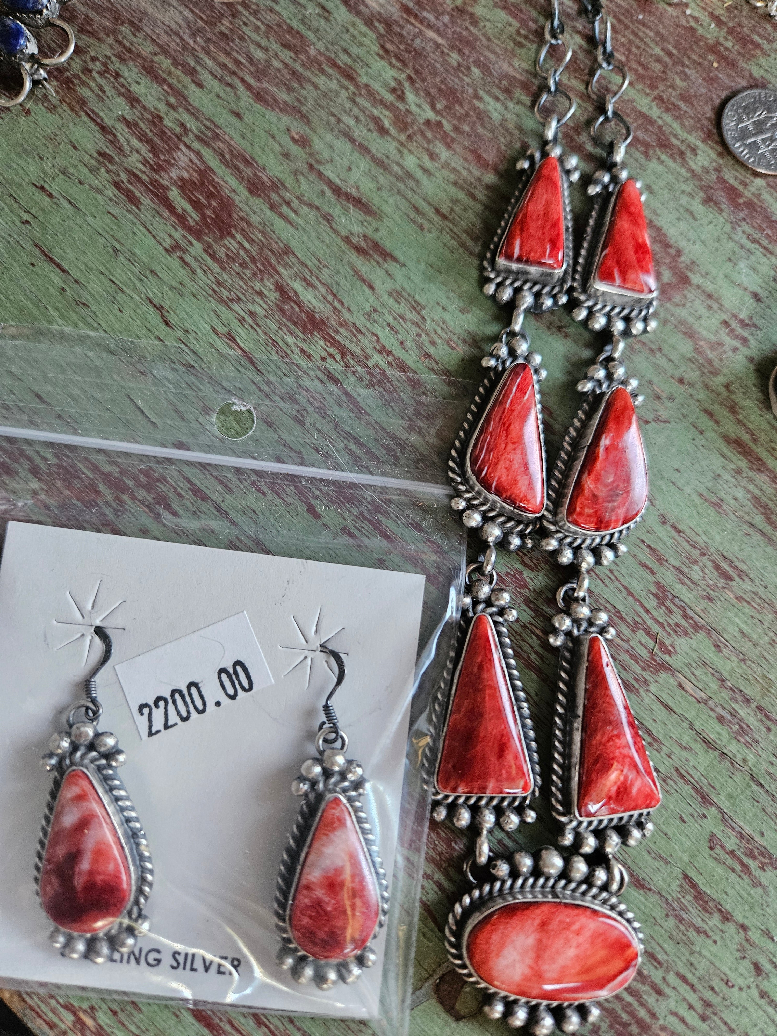 Red Spiny Oyster Lariat Set