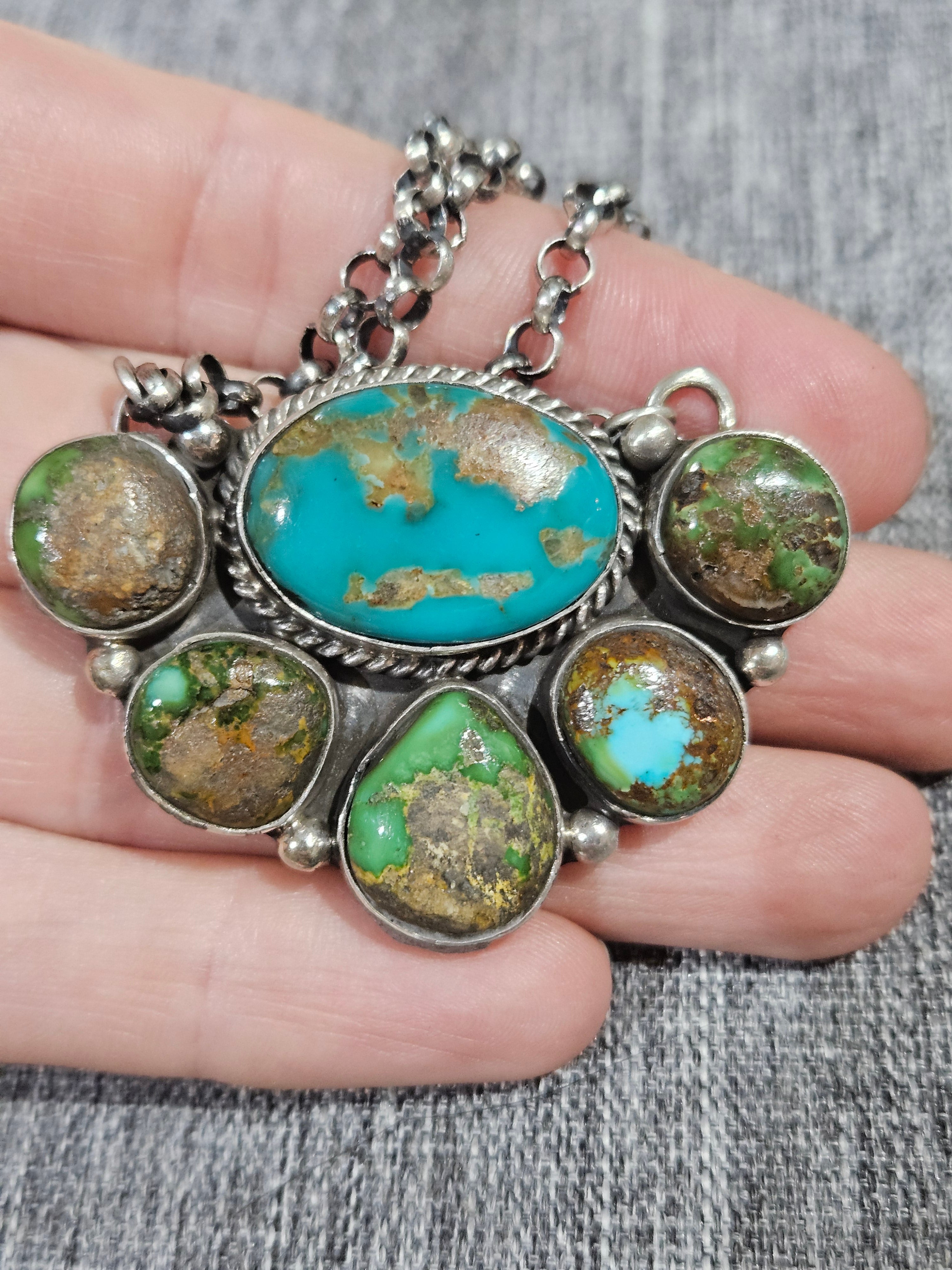 Sonoran Gold Turquoise Cluster Necklace