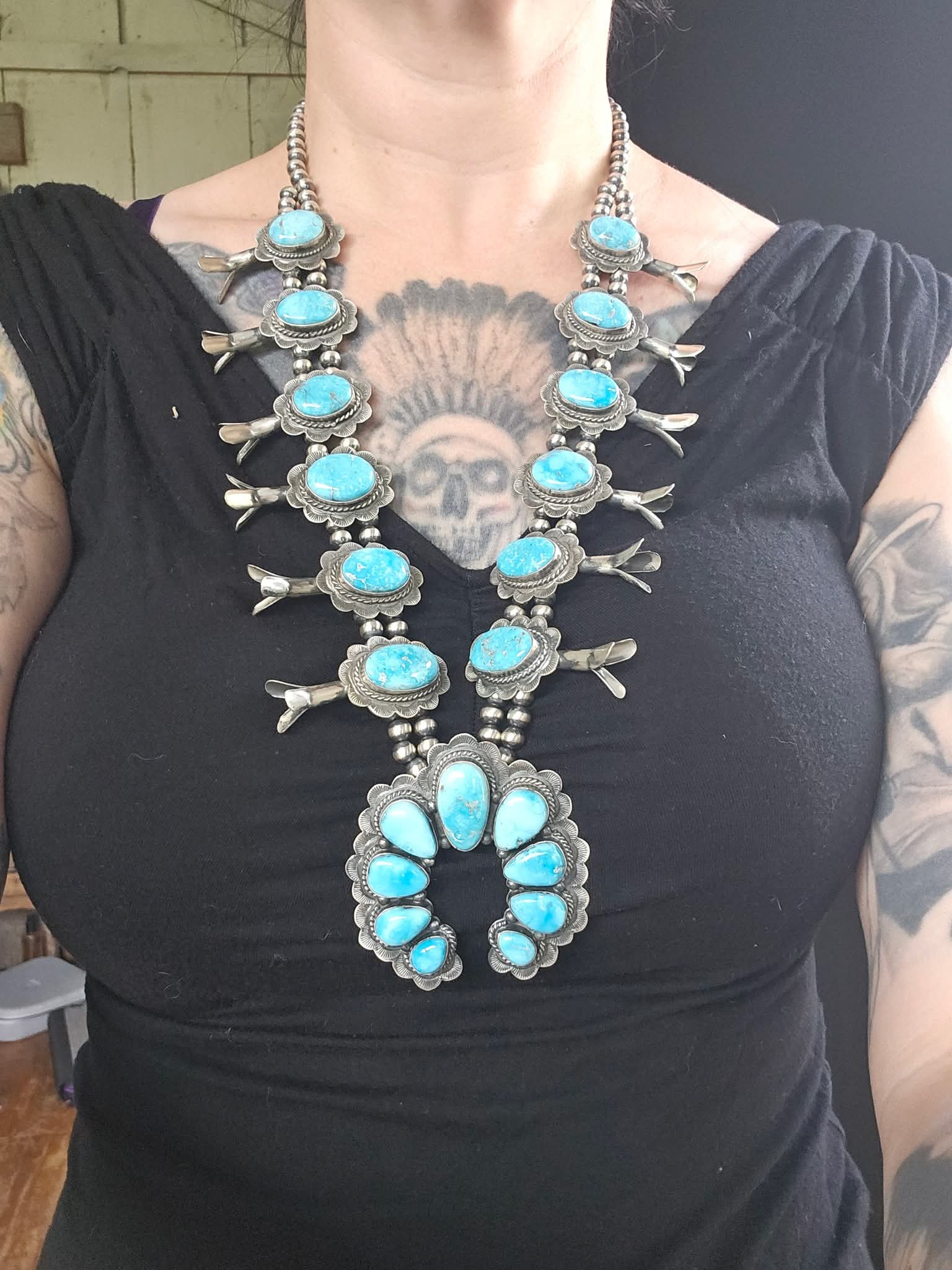 Baby Blues Squash Blossom Necklace