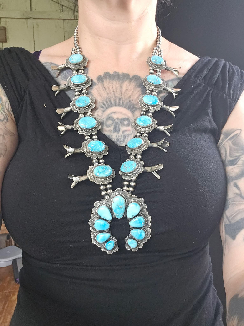 Baby Blues Squash Blossom Necklace