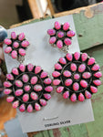Hot Pink Opal Cluster Statement Earrings SALE