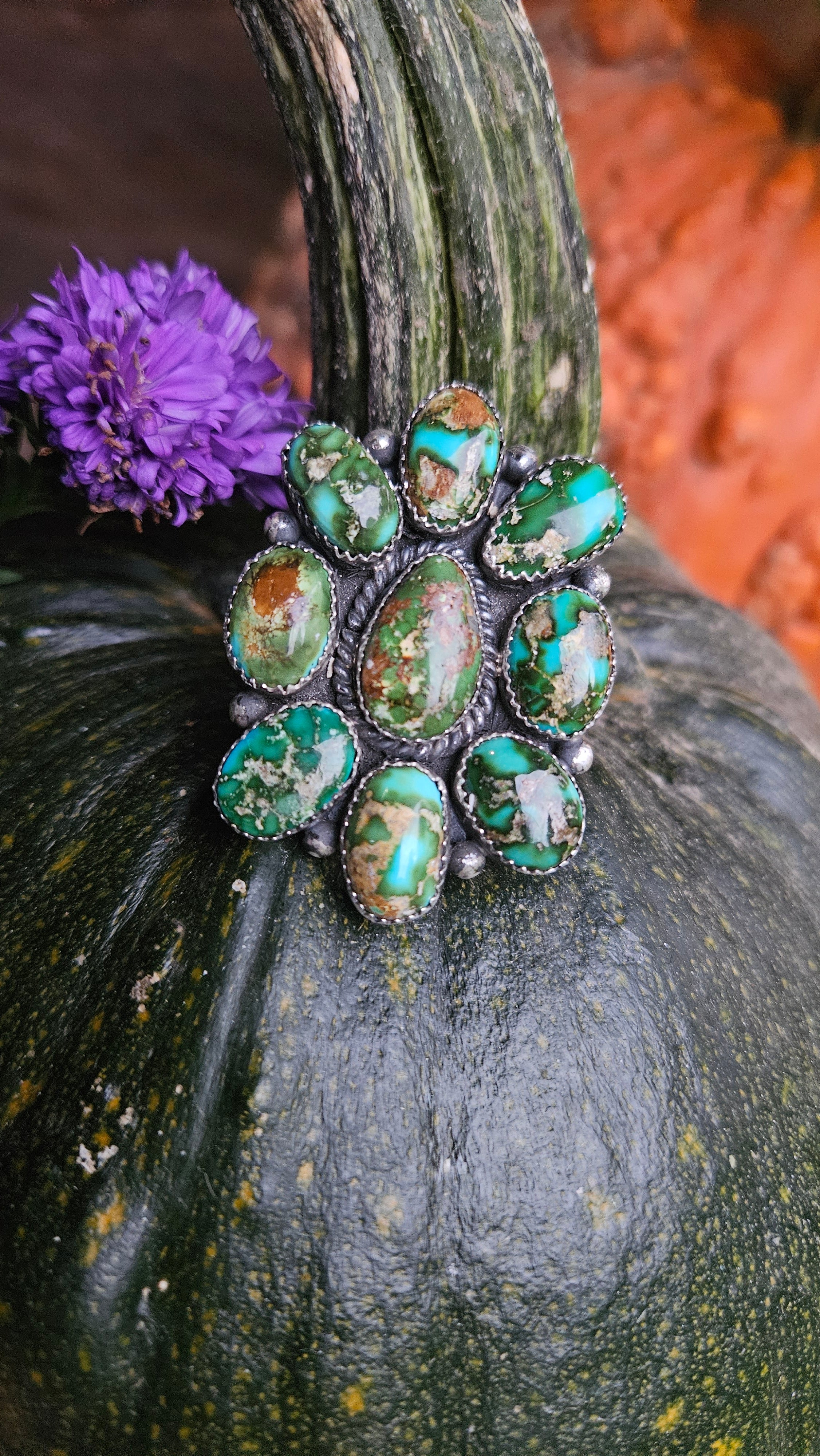 Deep Green Sonoran Statement Cluster Ring SALE