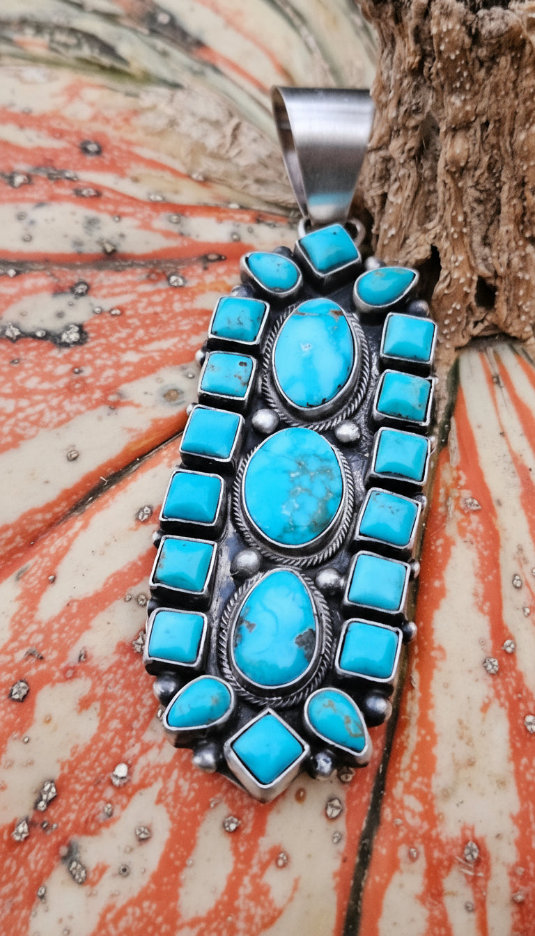 Big Kingman Turquoise Cluster Pendant
