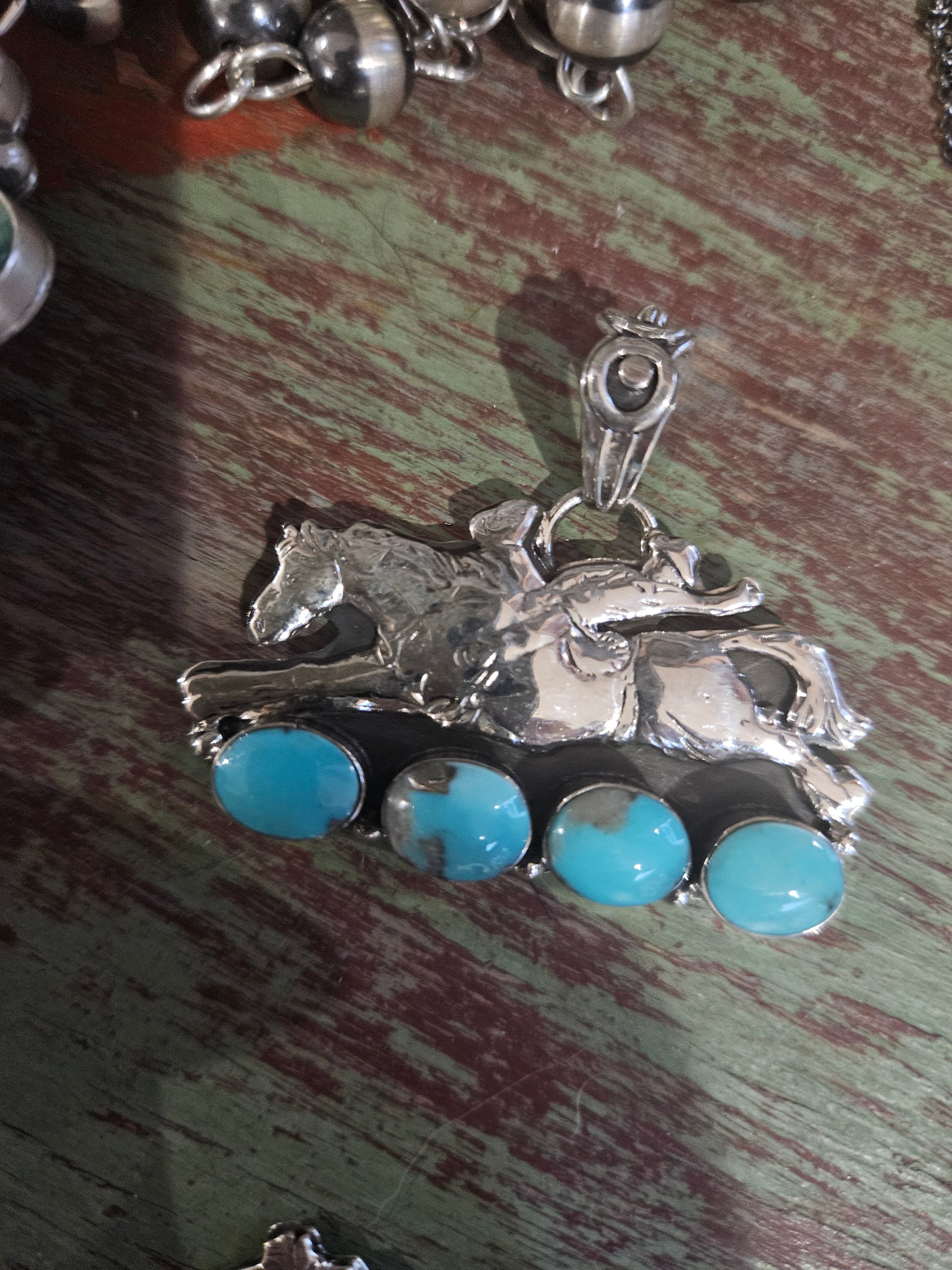 Bucking Bronc Turquoise Horse Pendant