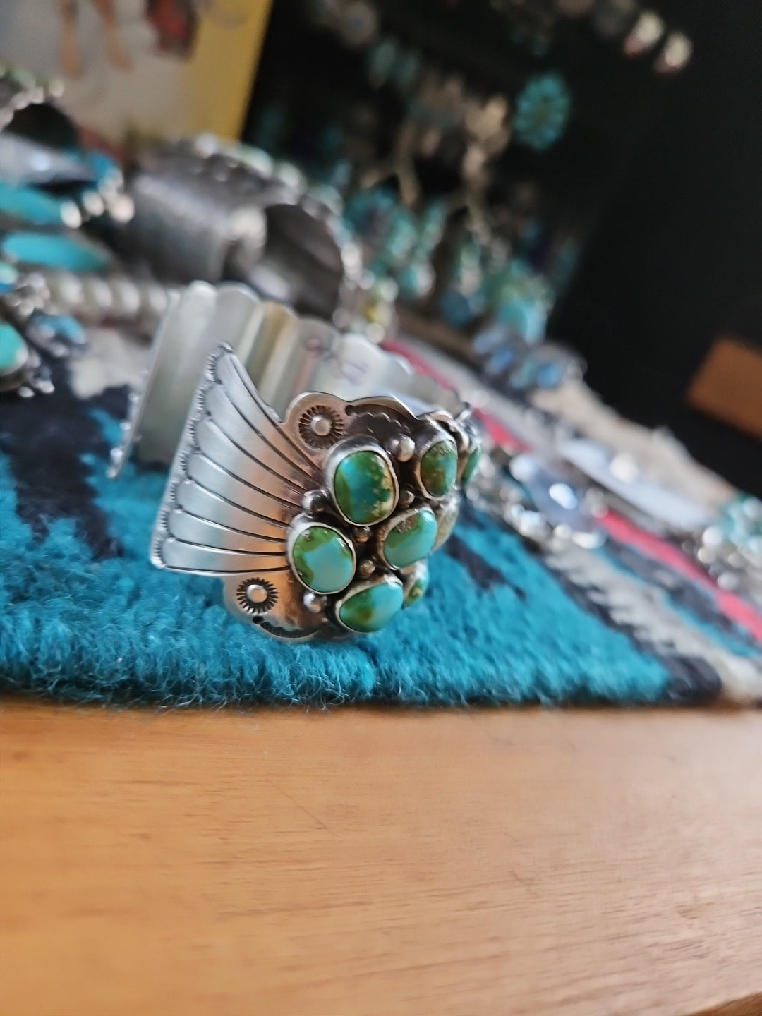 Blues Sonoran Gold Turquoise Ombre Statement Cuff