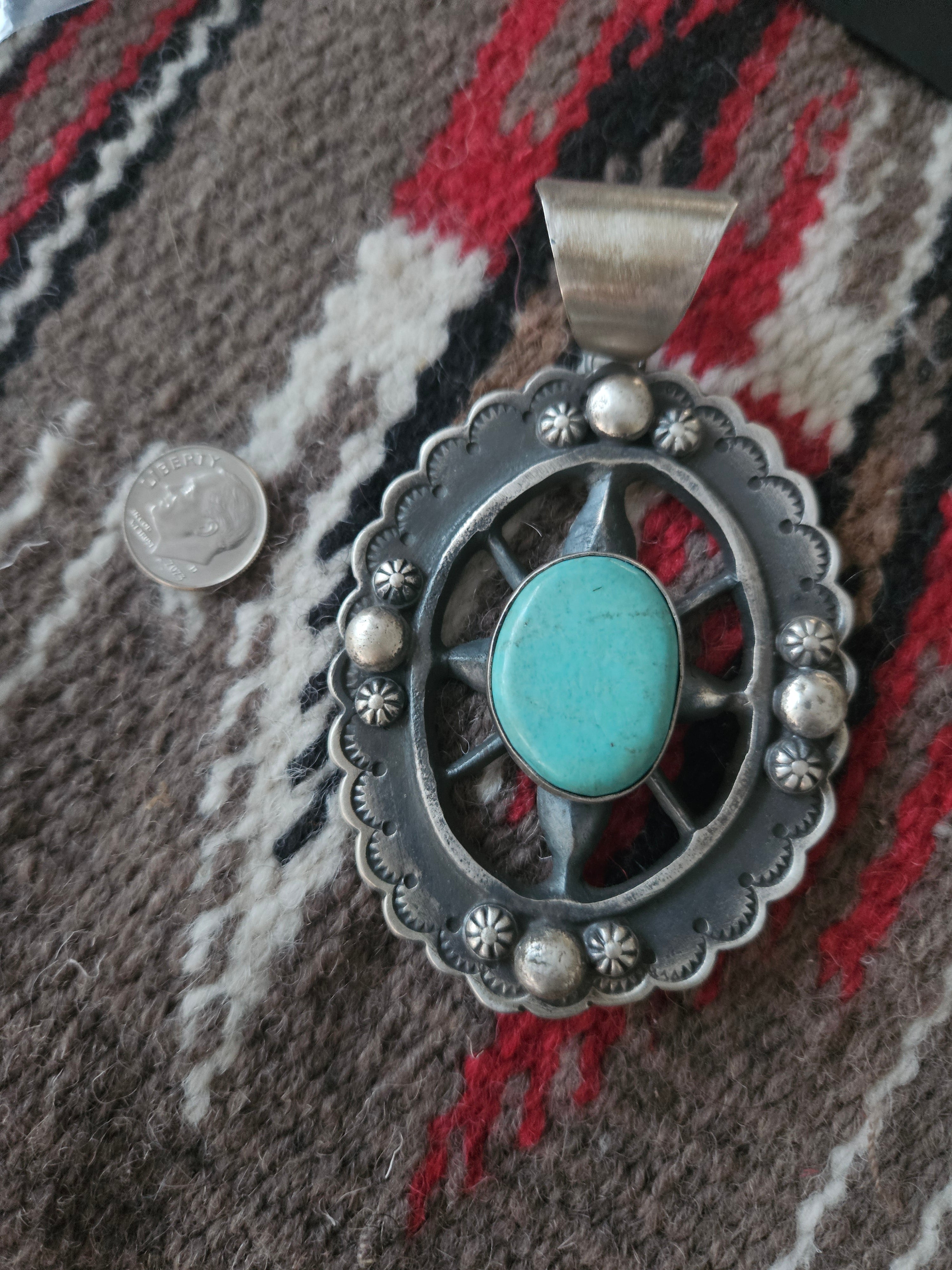 Turquoise Chimney Butte Concho Pendant