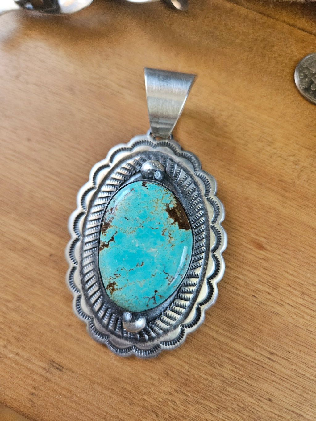 Number 8 Turquoise Concho Pendant by Chimney Butte SALE