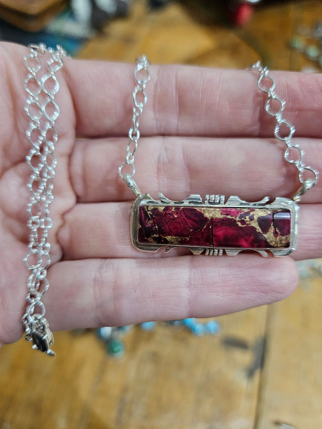 Rose Dahlia Bar Necklace