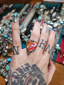 Pink Dahlia Heart Ring