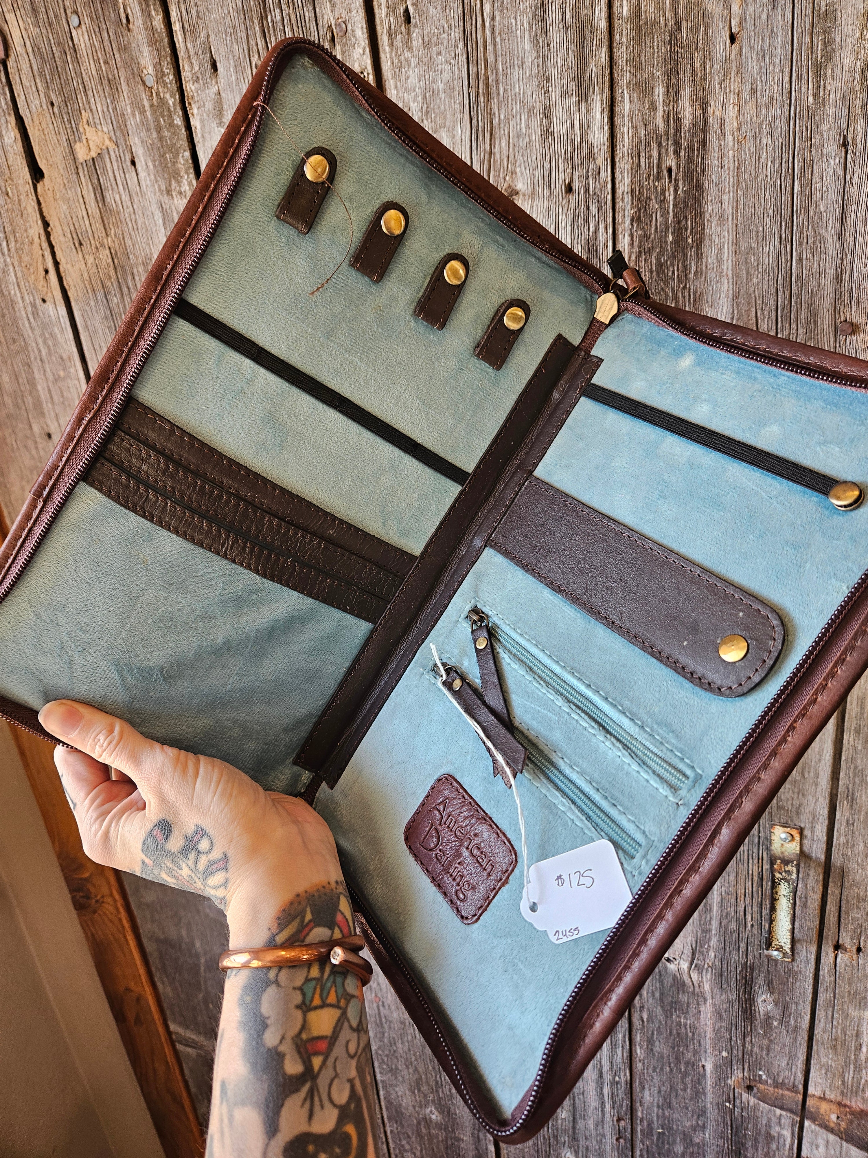 Leather Tooled Jewelry Box Travel Case