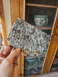 Speckled Cowhide Crystal Coin Purse