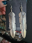 Silver Feather Statement Earrings