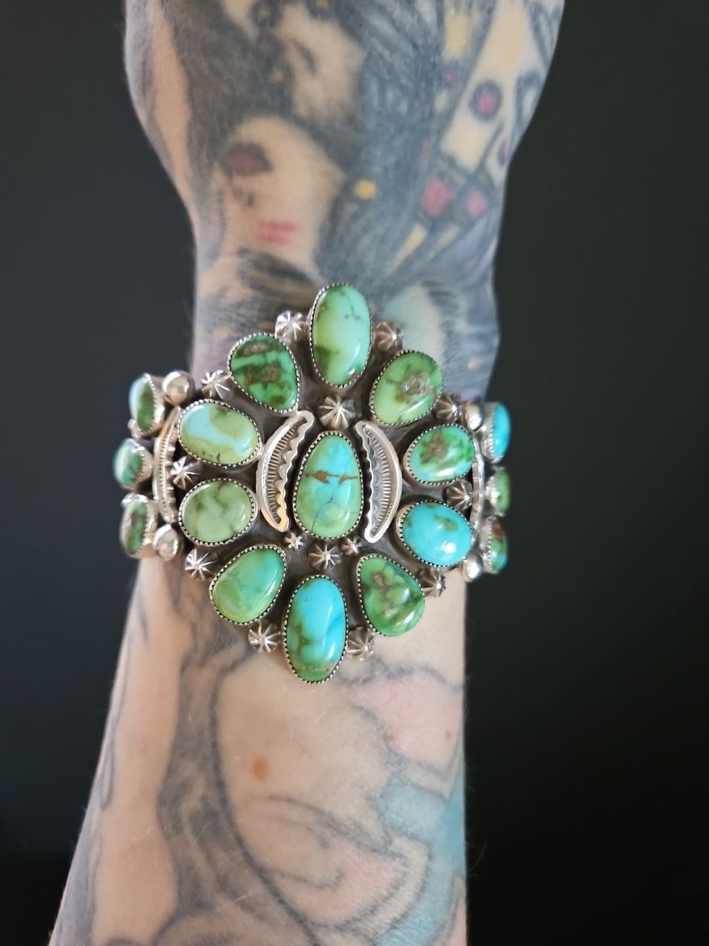 Sonoran Gold Turquoise Cluster Statement Cuff SALE