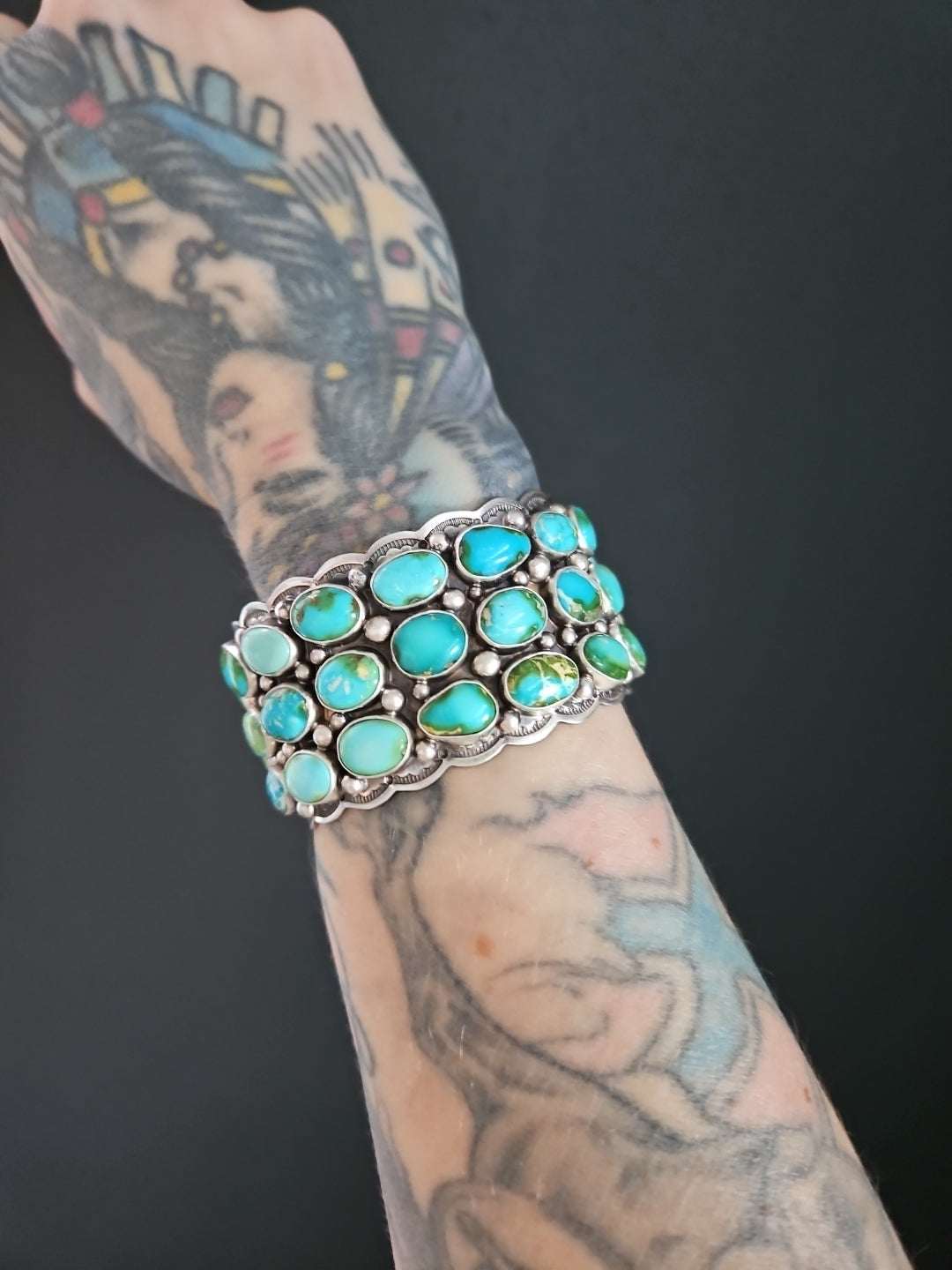 Blues Sonoran Gold Turquoise Ombre Statement Cuff
