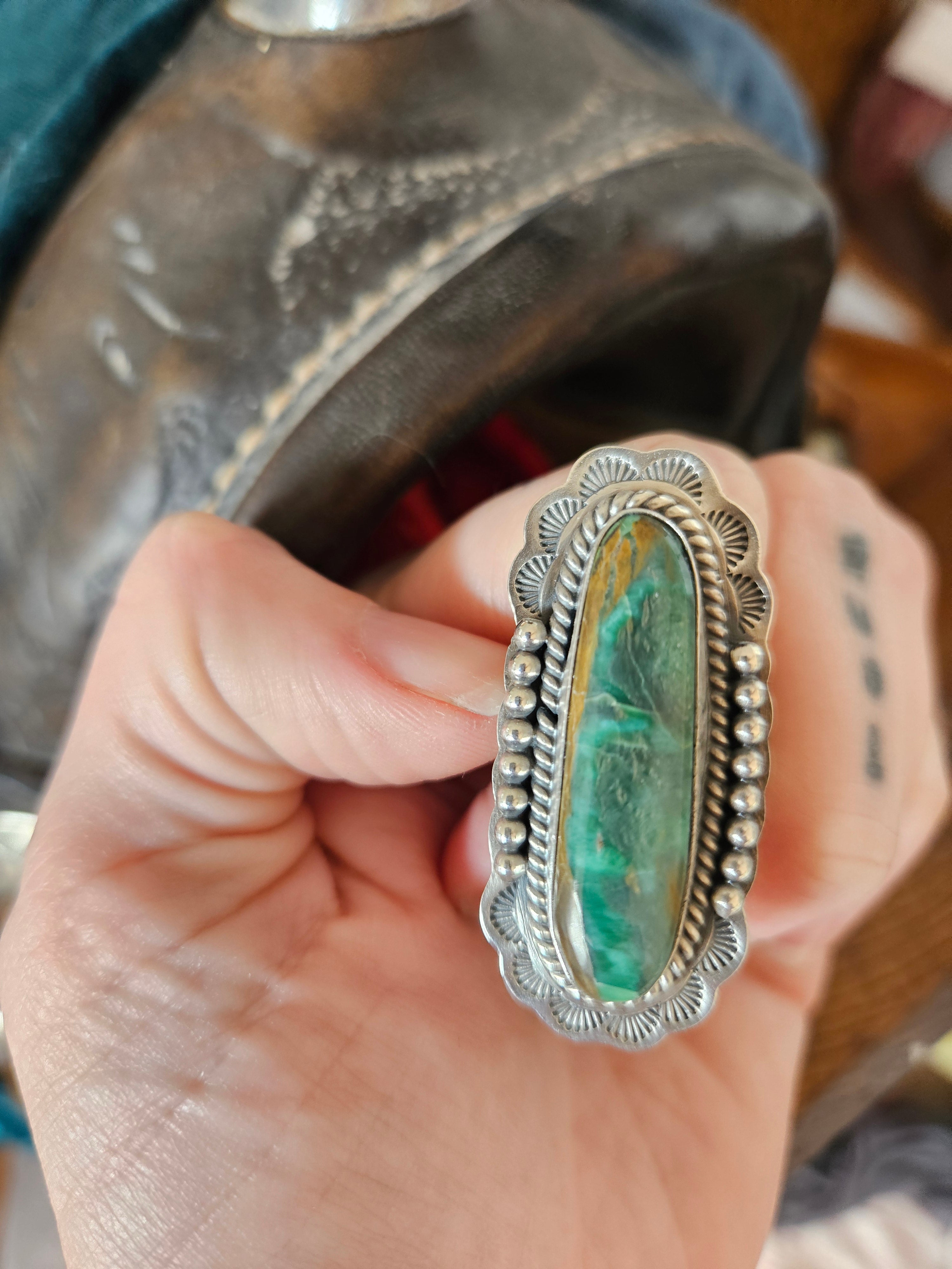 Gorgeous Green Concho Ring