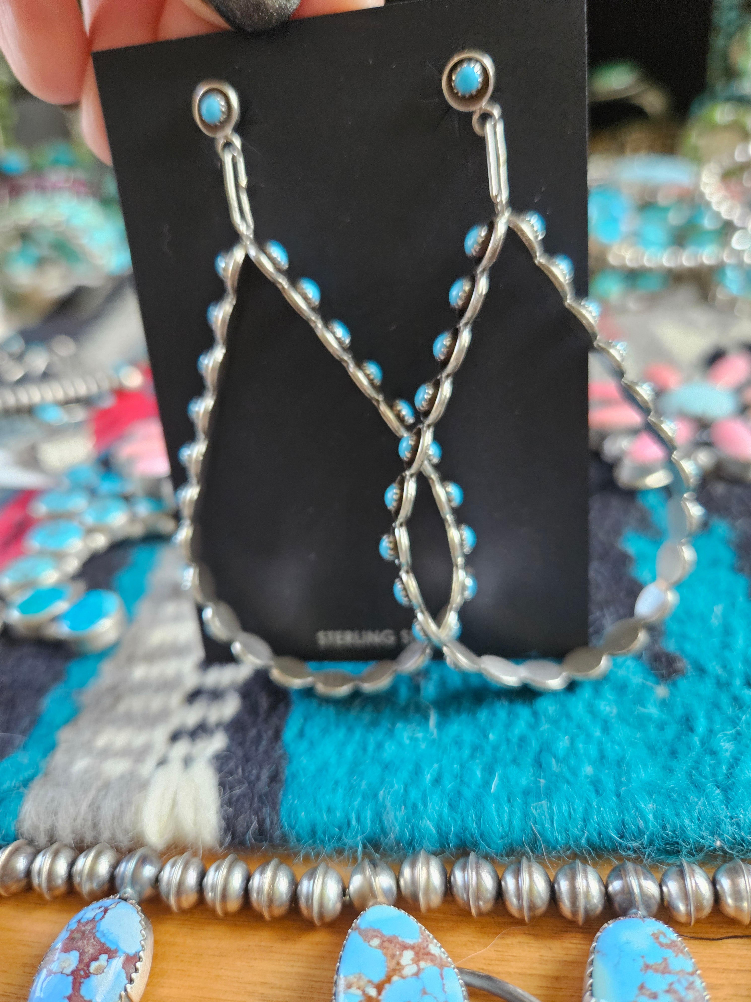 Lightweight Turquoise Tear Drop Hoops SALE