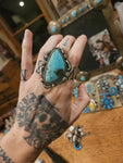 Repousse Turquoise and Pyrite Ring SALE