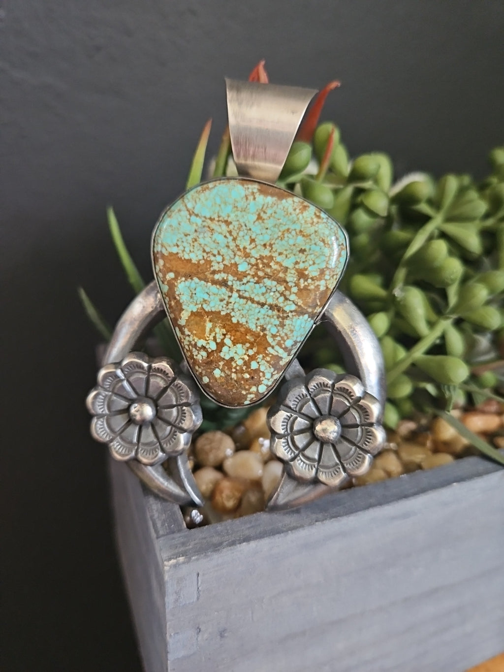 Thick Number 8 Turquoise Naja Pendant