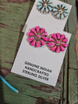 Pink Opal Cluster Earrings