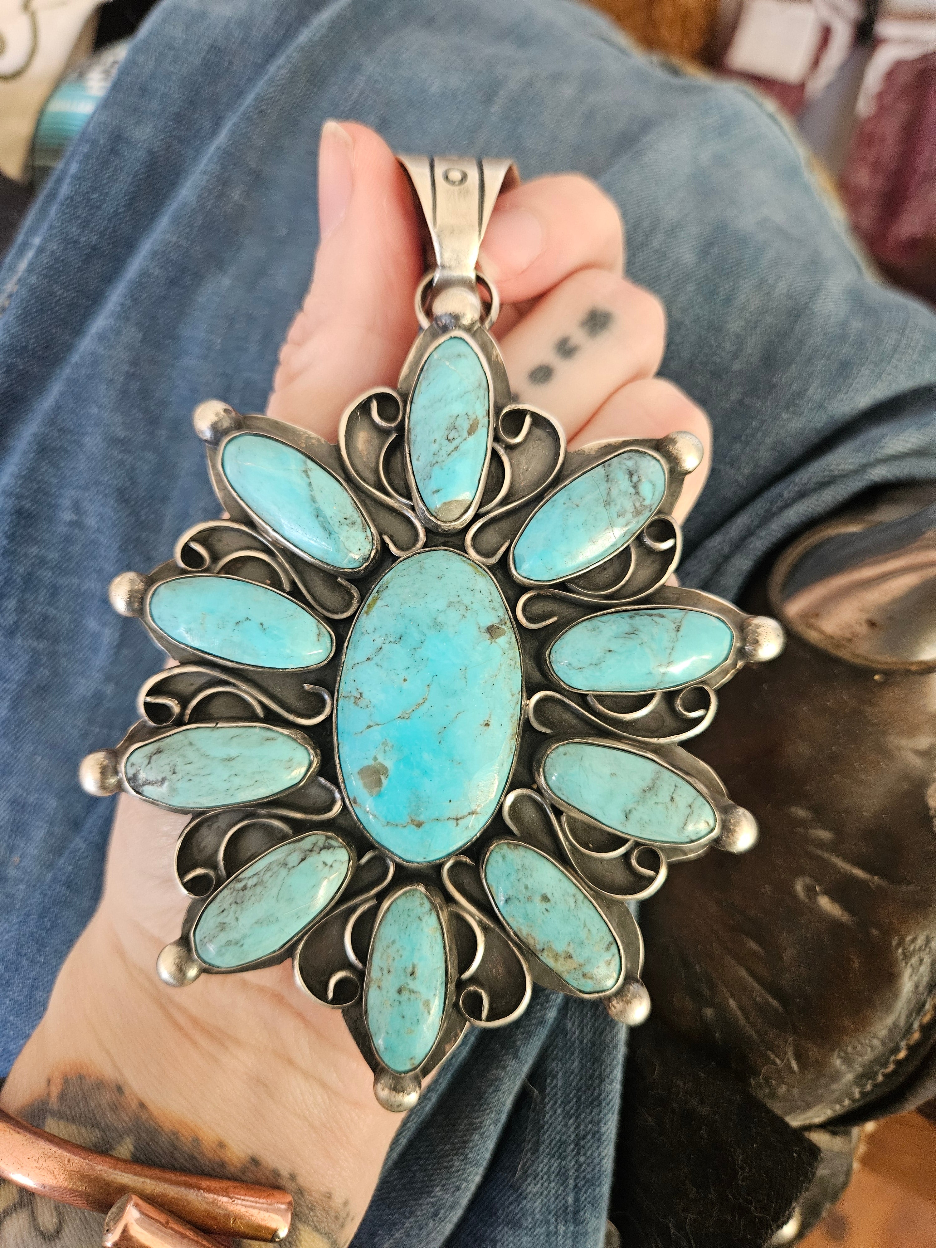 Huge Turquoise Cluster Pendant