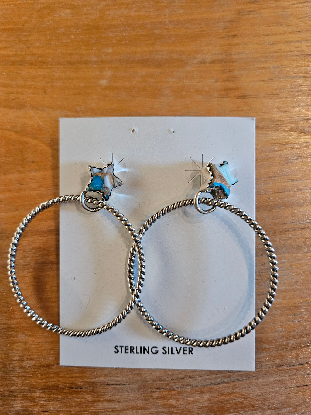 Ice Blue Dahlia Star Hoop Earrings