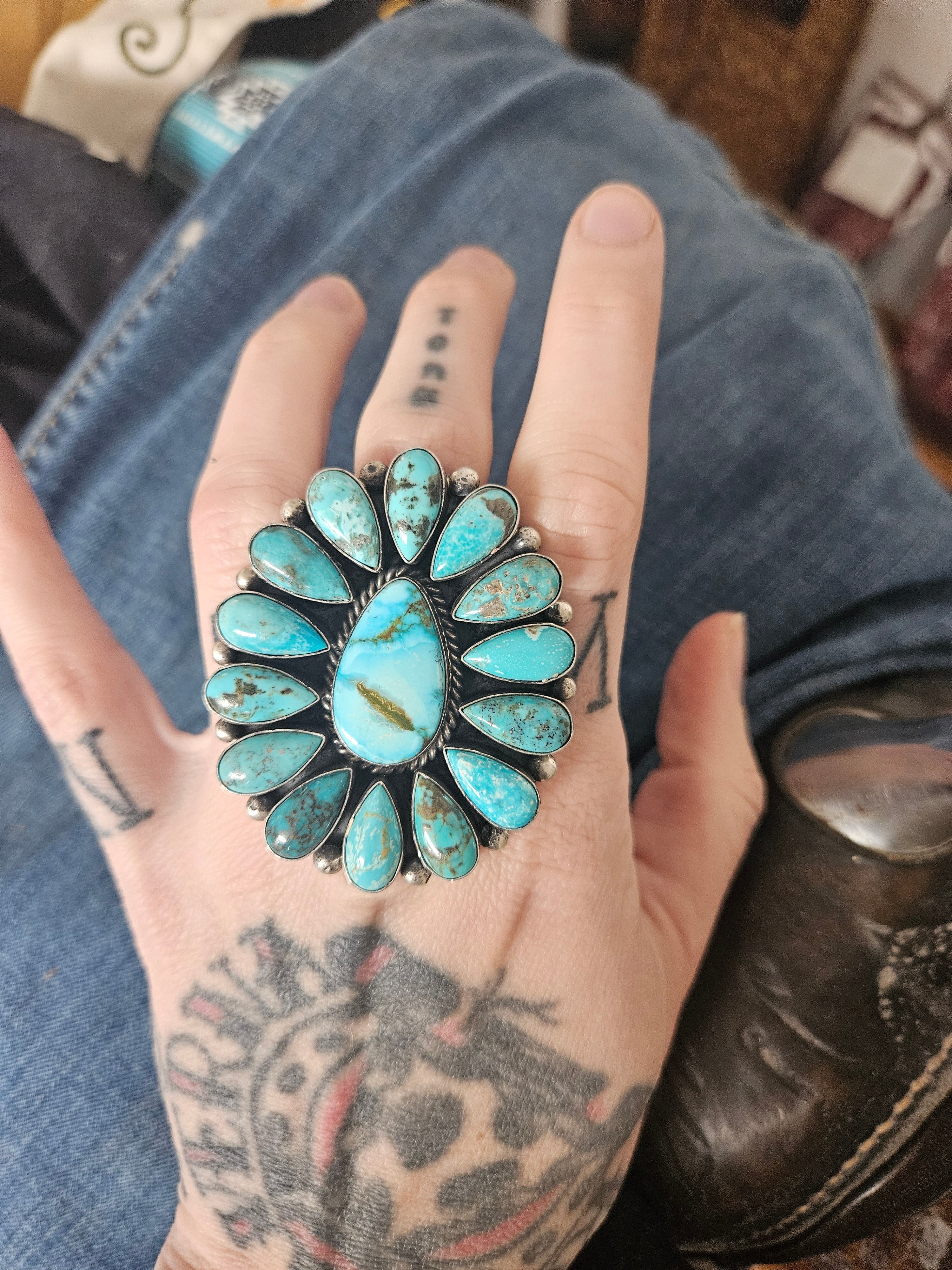 Turquoise Cluster Statement Ring