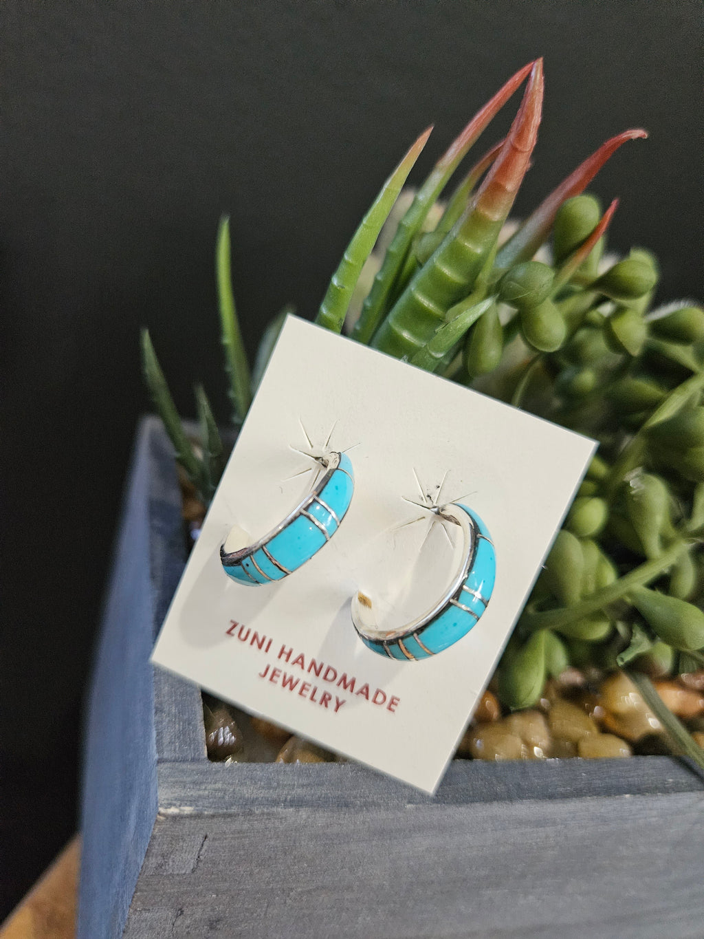 Small Turquoise Inlay Hoops