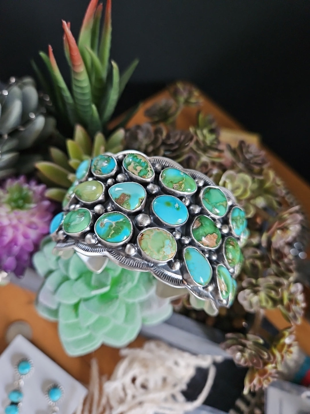 Sonoran Gold Turquoise Cluster Statement Cuff SALE
