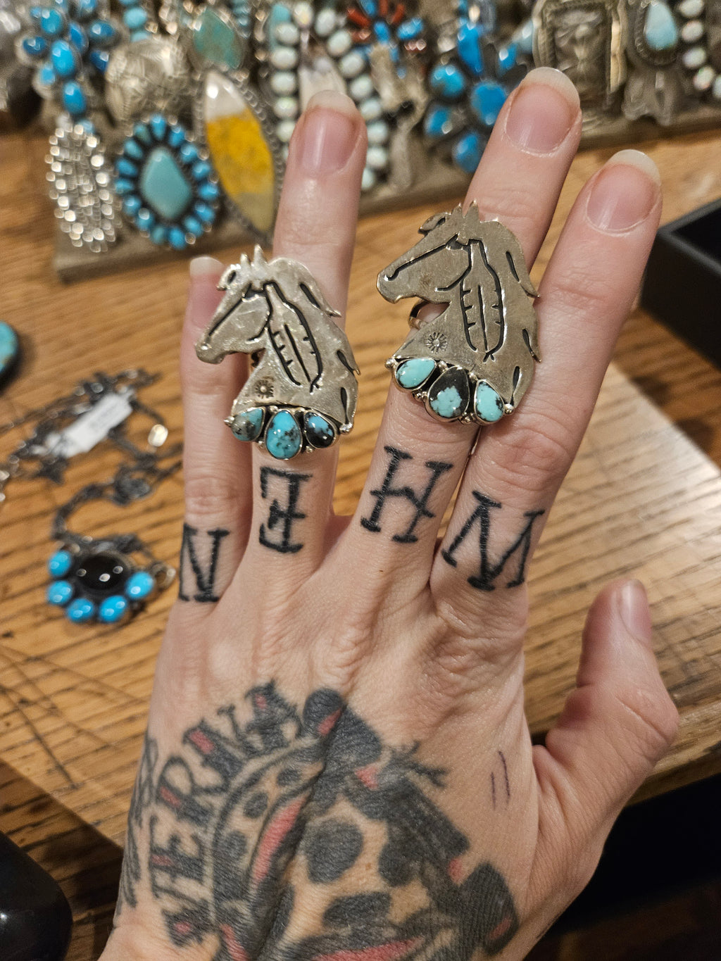 Turquoise Horse Head Rings