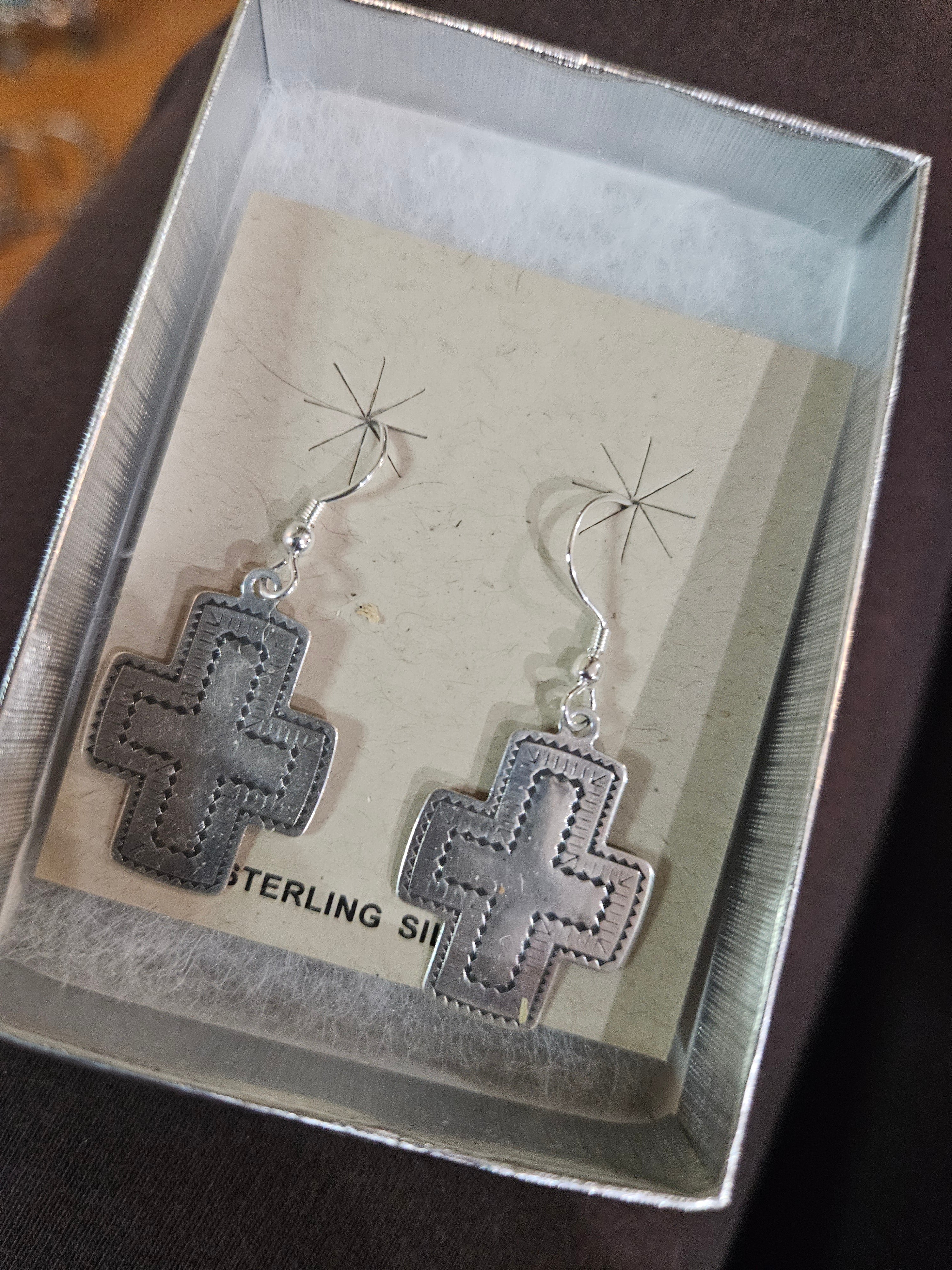 Vintage Sterling Cross Earrings