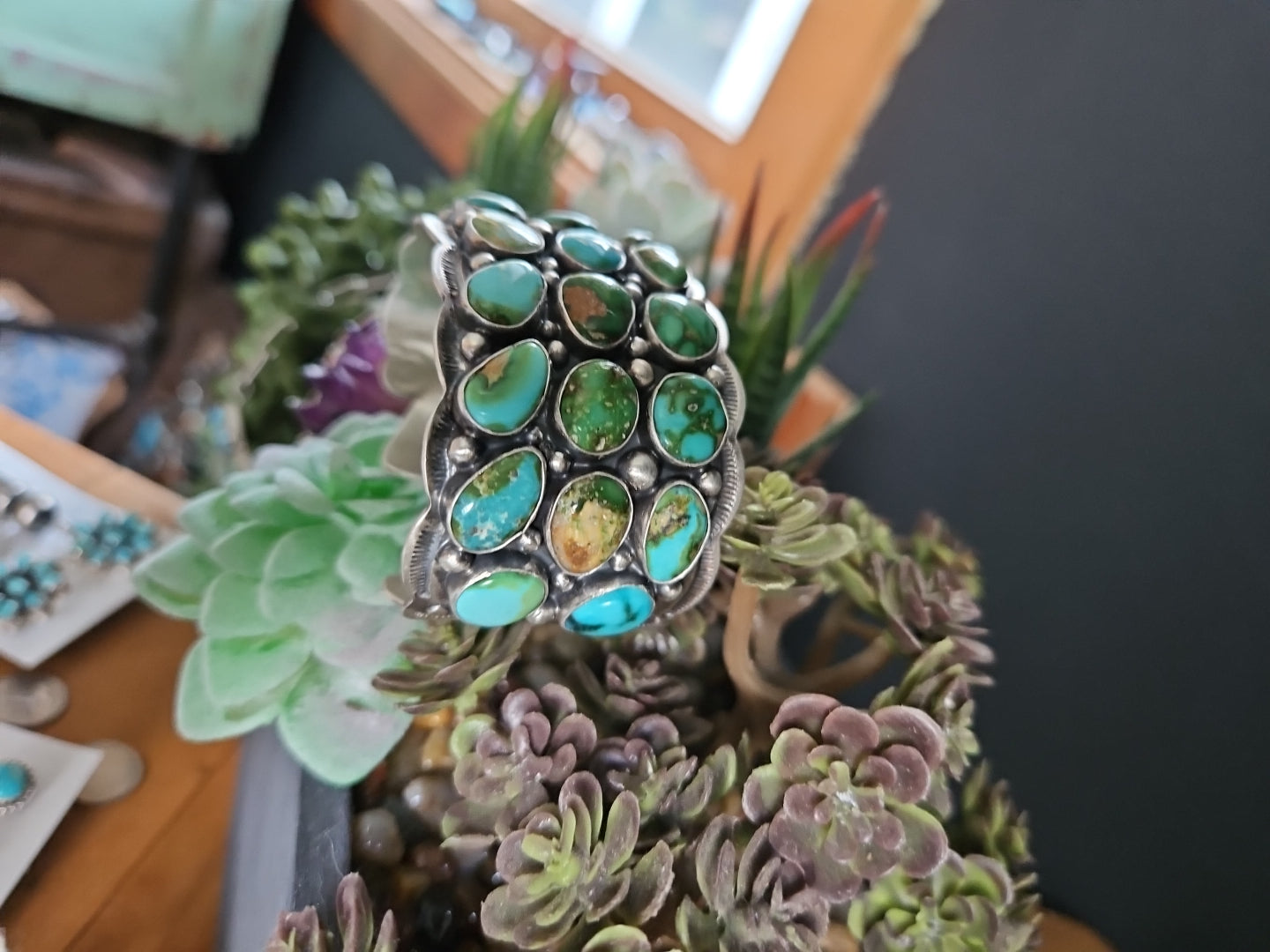 Sonoran Gold Turquoise Cluster Statement Cuff SALE