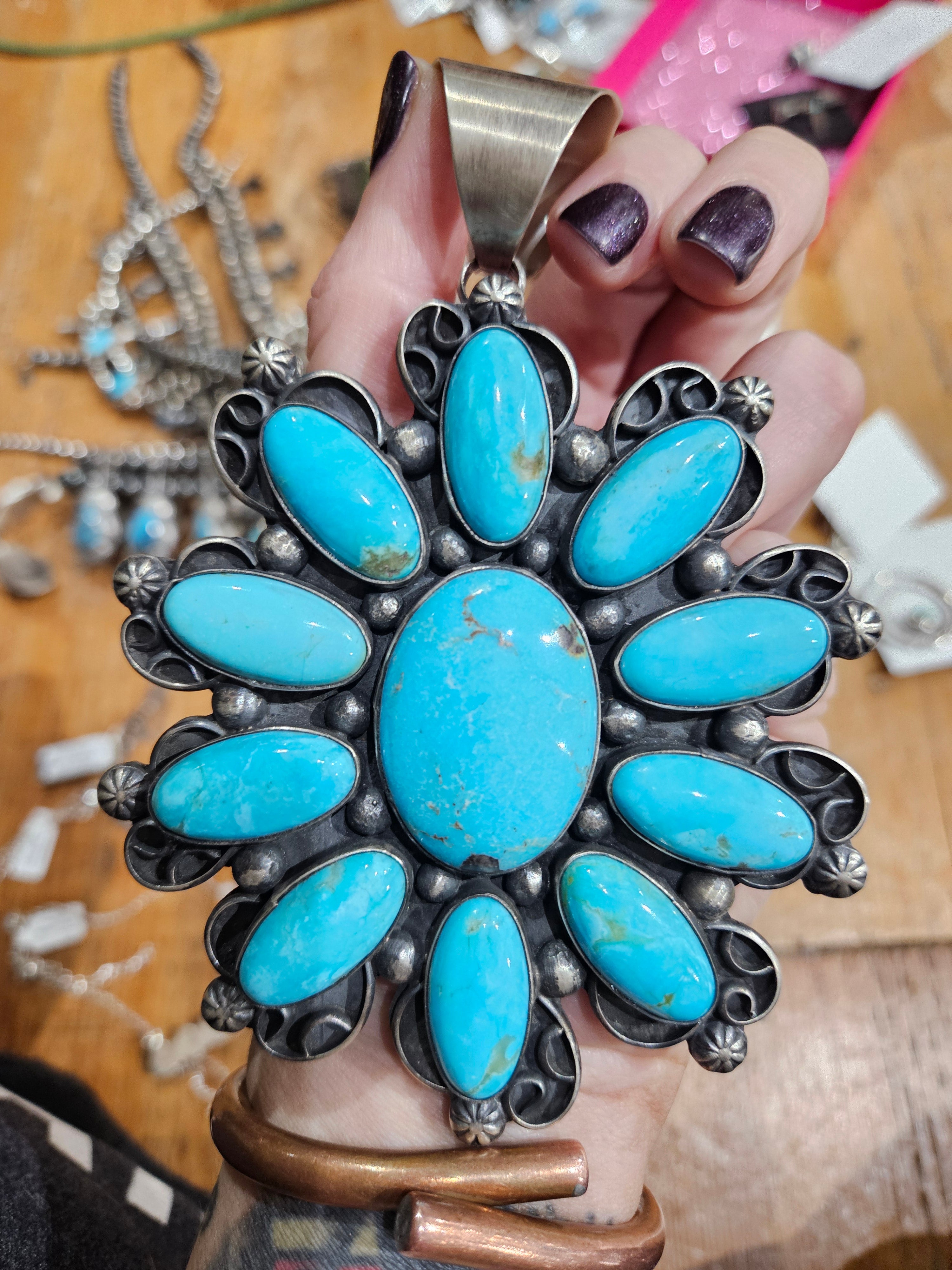 HUGE Chimney Butte Turquoise Cluster Pendant SALE