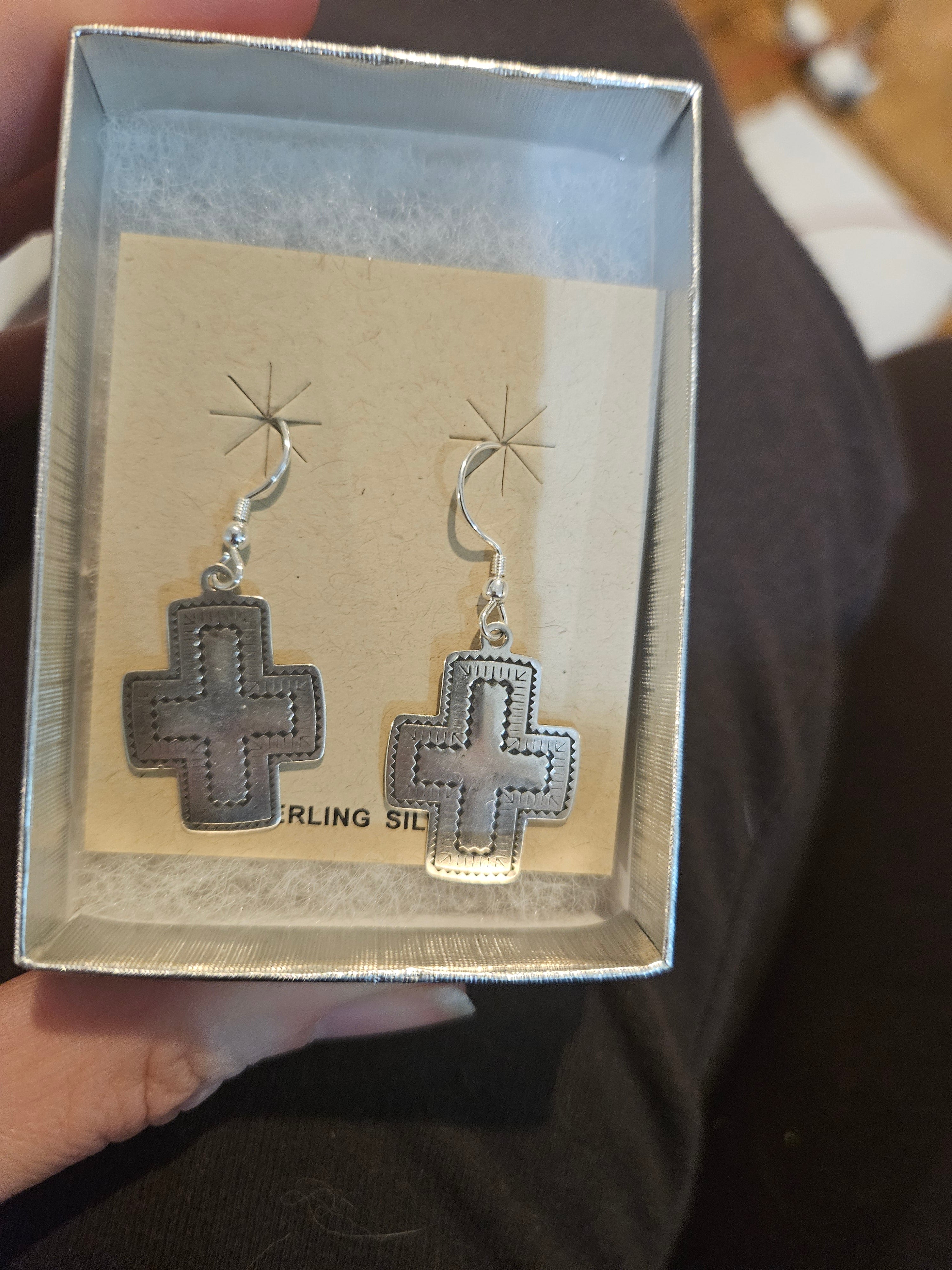 Vintage Sterling Cross Earrings