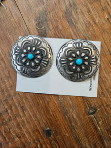 Big Turquoise Concho Earrings SALE