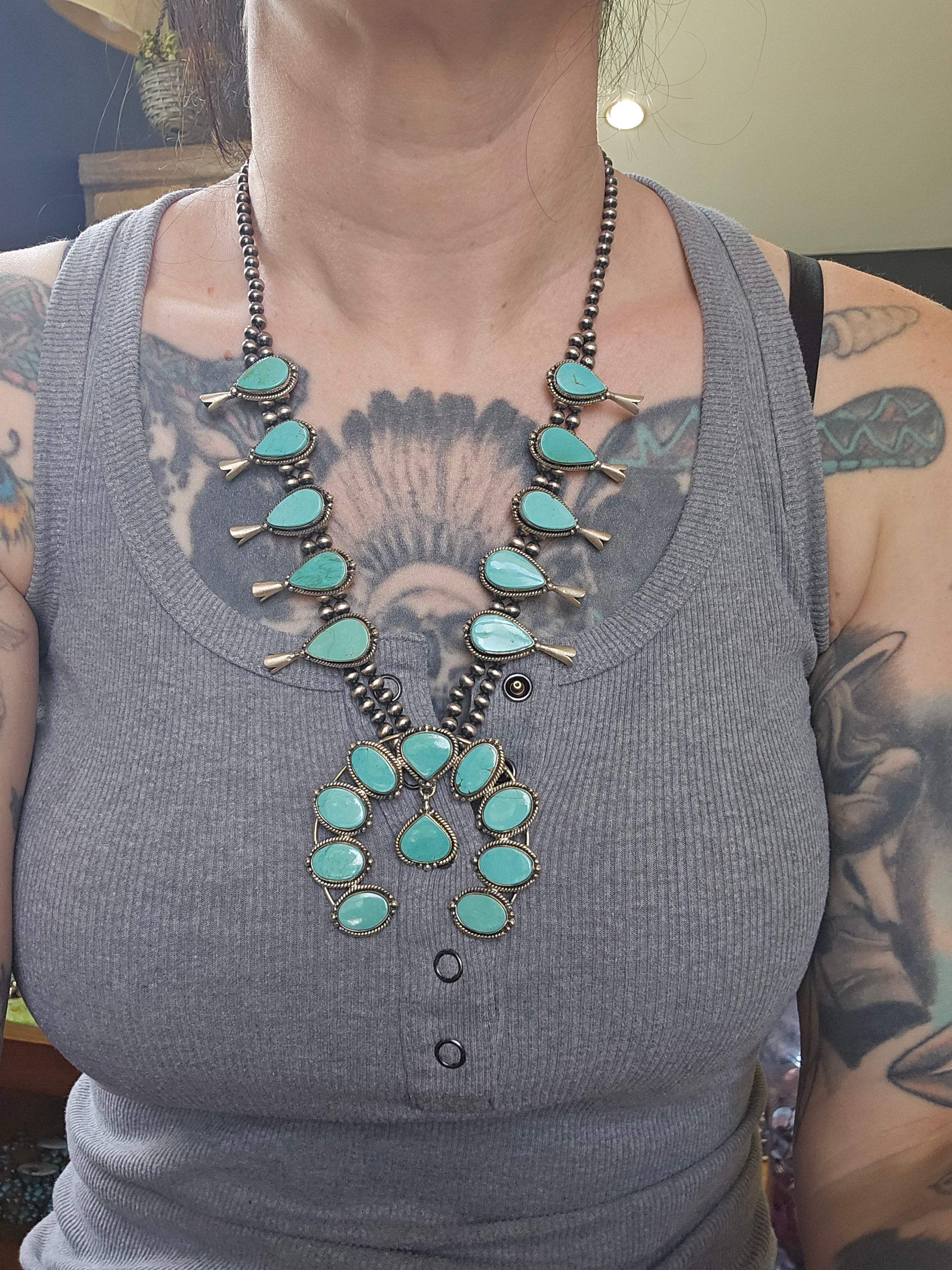 Turquoise Squash Blossom Necklace SALE