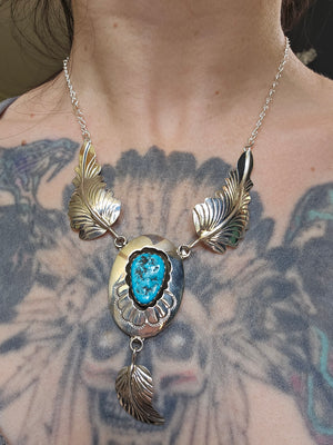 Turquoise Feather Necklace SALE