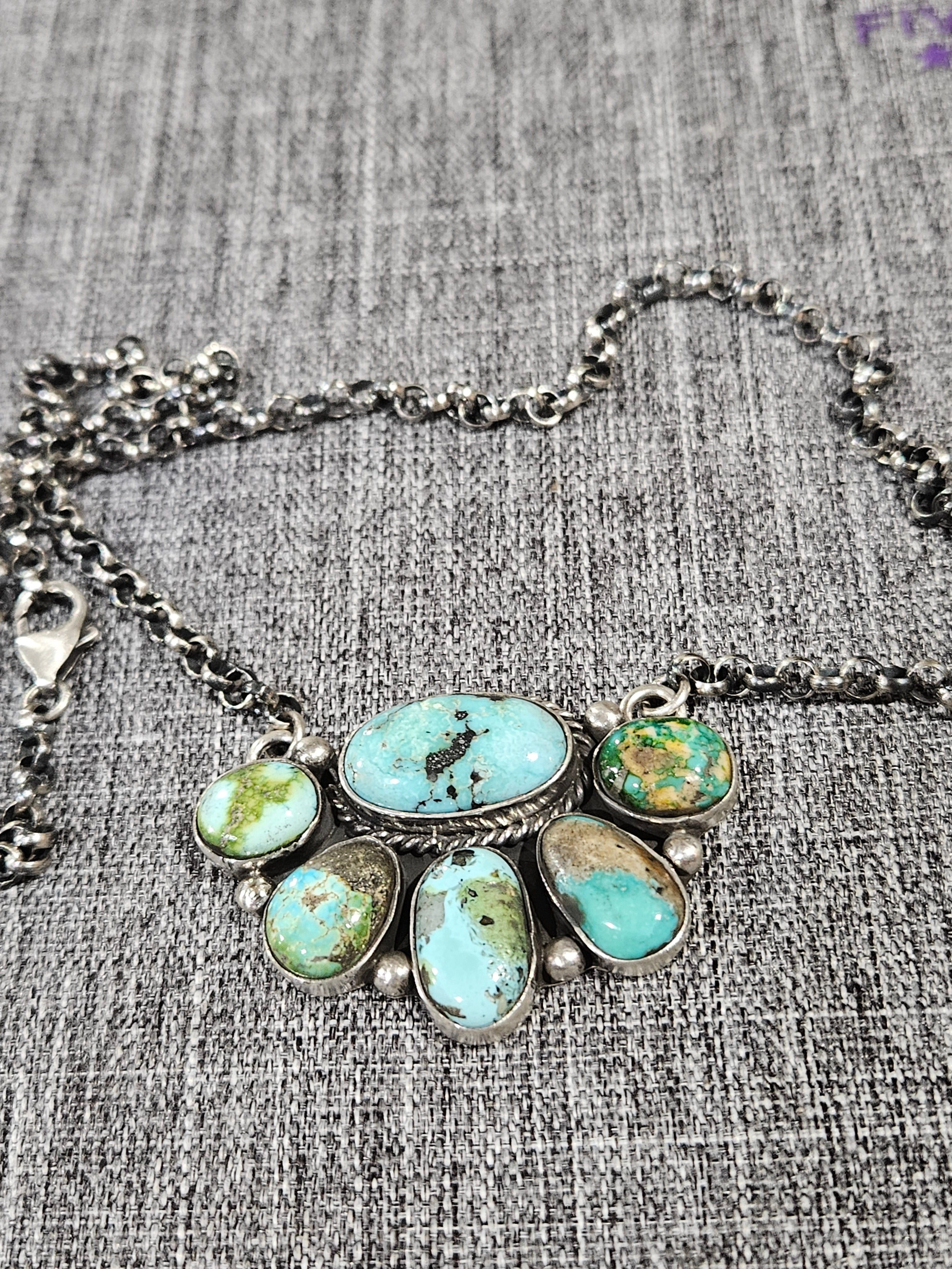 Sonoran Gold Turquoise Cluster Necklace
