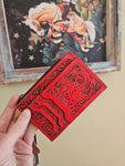 Red Tooled Leather Card Holder