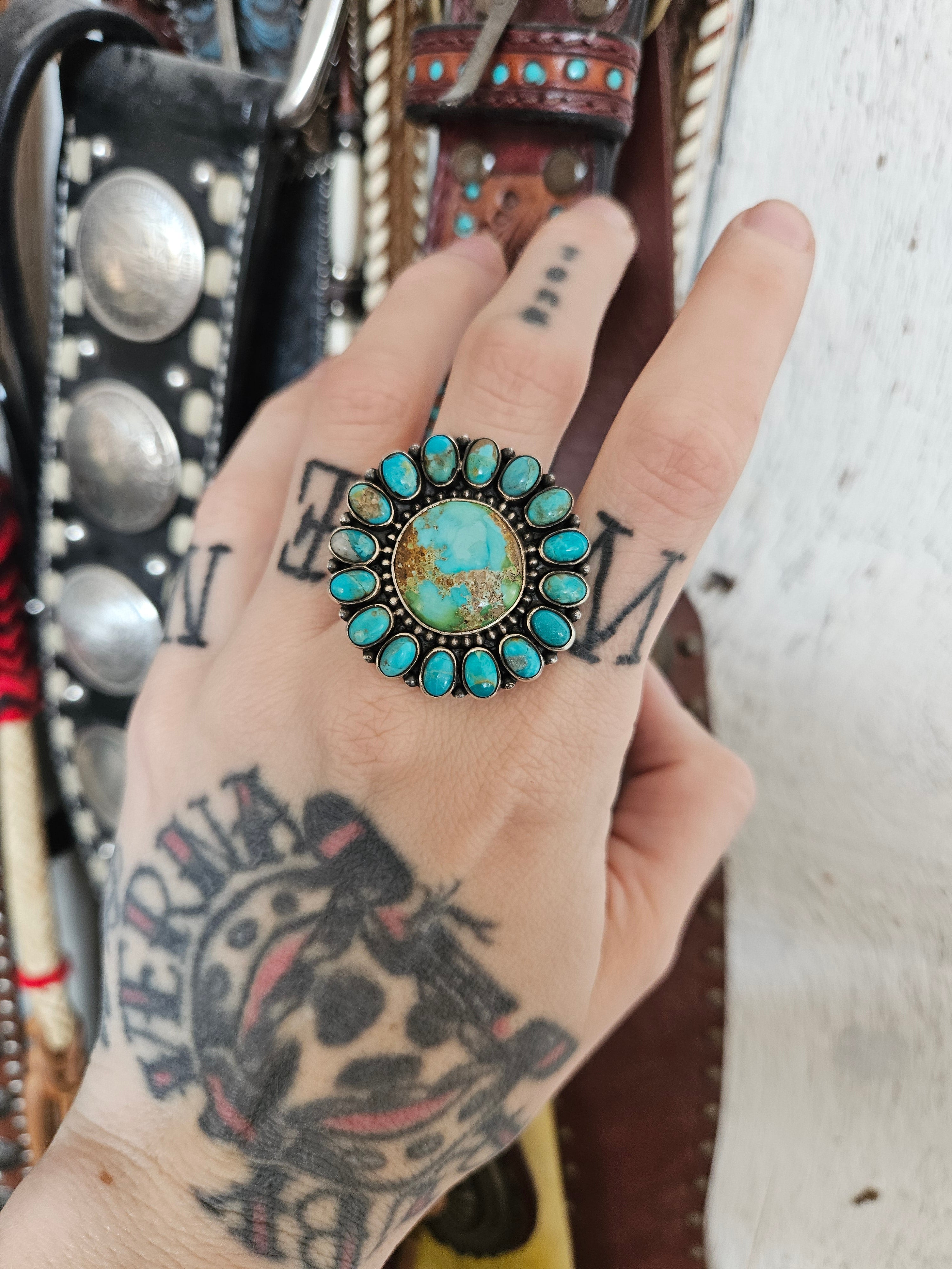 Sonoran Gold Turquoise Cluster Ring