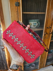 Raviani Red Crystal Hair on Hide Wristlet